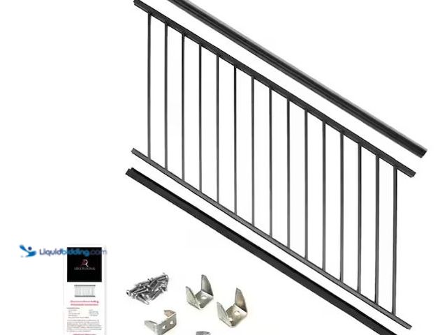 Lot 49-1568402 - Aria Railing 36 in. x 69.43 in. Black Powder Coated Aluminum Preassembled Deck Stair Railing Model #...