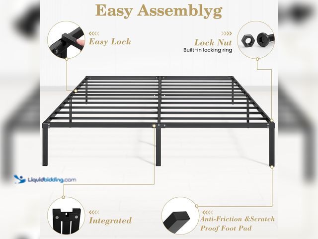 Lot 49-3531222 - LEVELEVE King Bed Frame Heavy Duty 14 Inch, Sturdy Metal Platform with Strong Bearing & Under Bed St...
