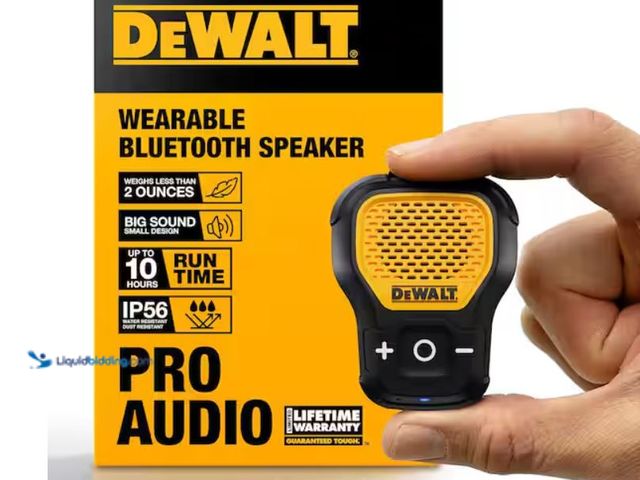 Lot 49-3614662 - DEWALT Jobsite Pro Wearable Speaker, Model # 190 1158 DW2, Slightly used, Unable to test.  Ref#BIN07...