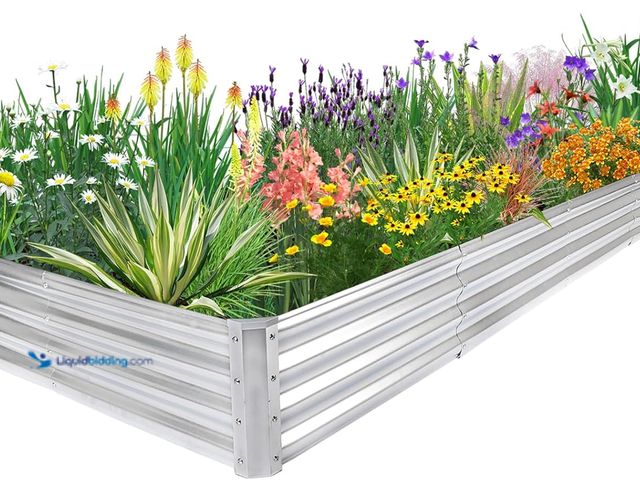 Lot 49-5453280 - JERIA 12×4×1ft Raised Garden Bed with Support Rods,Galvanized Raised Garden Bed Kit Outdoor Metal Ga...