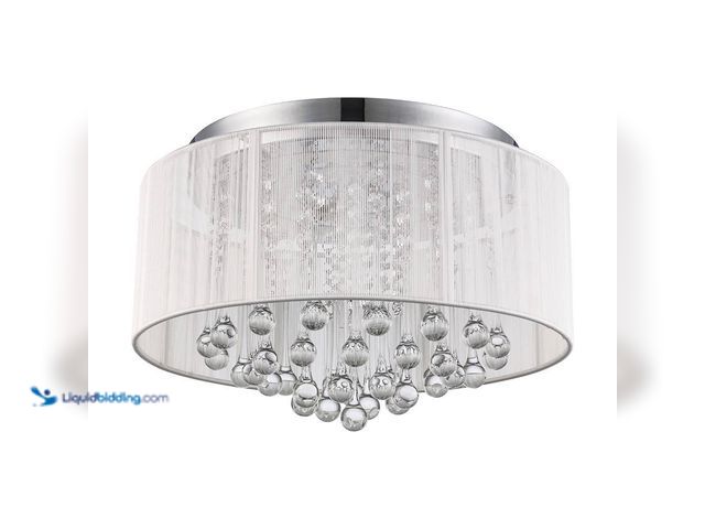 Lot 49-3617627 - Monteaux 15 in. LED Chrome Flush Mount Light - Unused , has attachments , unable to test - Model: 73...