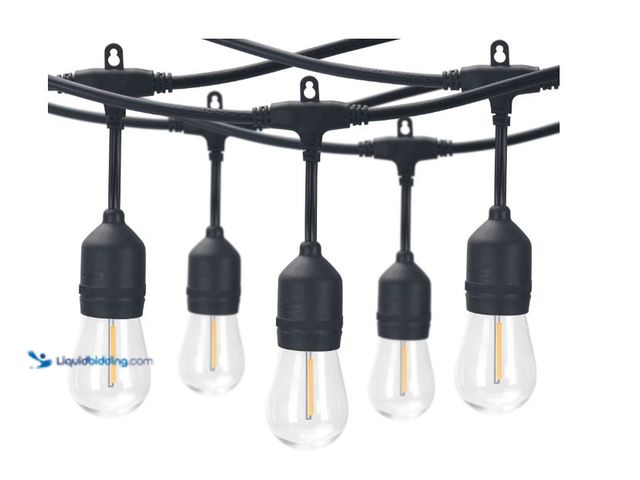 Lot 49-5551799 - Better Homes & Gardens 24-Foot Outdoor Commercial String Lights, 12 Shatterproof LED Bulbs, Indoor/O...