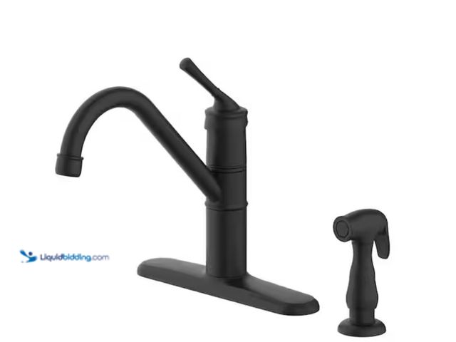 Lot 49-2020549 - Glacier Bay Barnhart Single-Handle Kitchen Faucet with Side Sprayer in Matte Black, Model # HDQFS6A0...