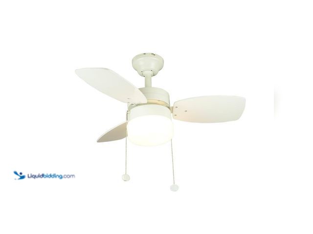 Lot 49-5447943 - Hampton Bay Triplicity 30 in. Indoor White Ceiling Fan with Light. [Model # DB30TWH-LP] Used