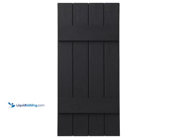 Lot 49-5459588 - Ply Gem 15 in. x 43 in. Polypropylene 4-Board Closed Board and Batten Shutters Pair in Black. Model ...