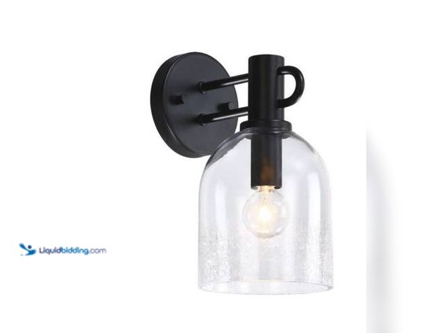 Lot 49-2006203 - Designers Fountain Astra 5.5 in. 1-Light Matte Black Indoor Wall Sconce Light for Bathrooms, Model #...