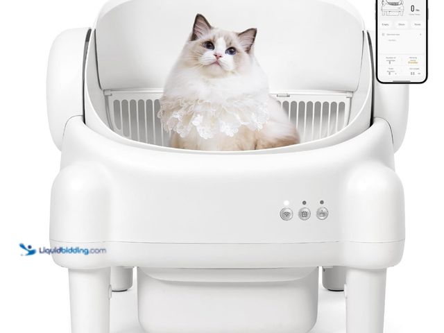 Lot 49-3481613 - Self Cleaning Litter Box, Open Top Automatic Litter Box with App Control for Multiple Cats, Safety S...
