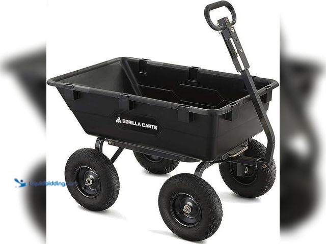 Lot 49-5414690 - Gorilla Carts Heavy Duty Poly Utility Dump Wagon Garden Cart w/Pneumatic Tires, 6 Cu Ft - 1200 lb Ca...