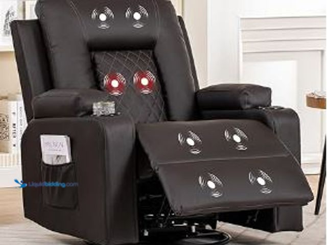 Lot 49-3464354 - COMHOMA Recliner Chair, Rocker Recliners for Adults, Swivel Reclining Chair with Massage and Heat, M...