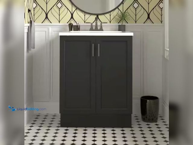 Lot 49-1630979 - Glacier Bay Fonthill 24.5 in. W x 18.75 in. D x 32.89 in. H Single Sink Bath Vanity in Black (Cabine...