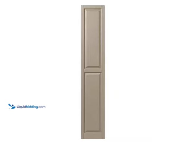 Lot 49-1625239 - Ply Gem 15 in. x 1 in. Raised Panel Polypropylene Shutters Pair in Pebblestone Clay, Model # VINRP15...