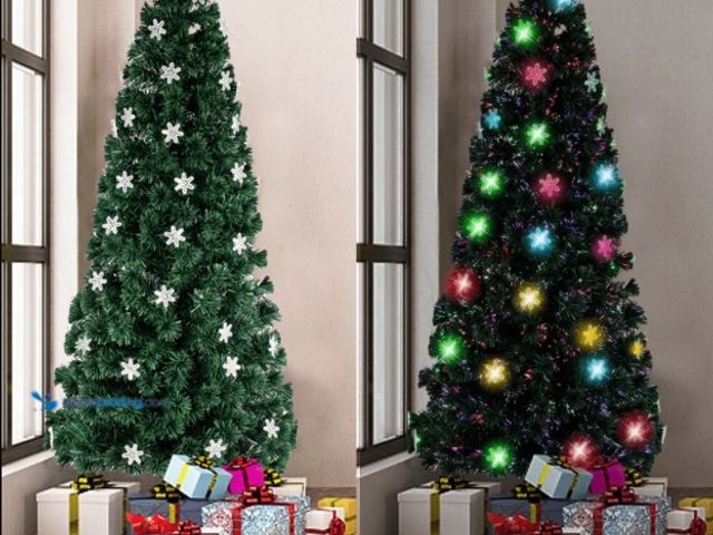 Lot 49-5447639 - Ktaxon 6ft Artificial Christmas Tree with 50 LED Colorful Lights,30 Snowflake Lights, Xmas Tree for ...