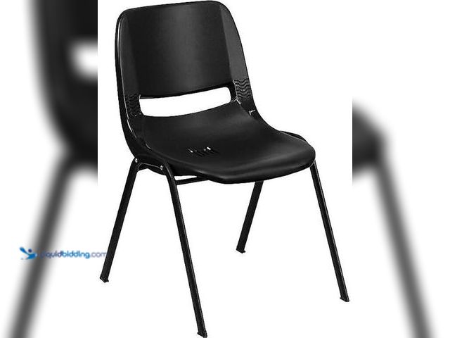Lot 49-3531702 - Flash Furniture HERCULES Series 880 lb. Capacity Black Ergonomic Shell Stack Chair with Black Frame,...