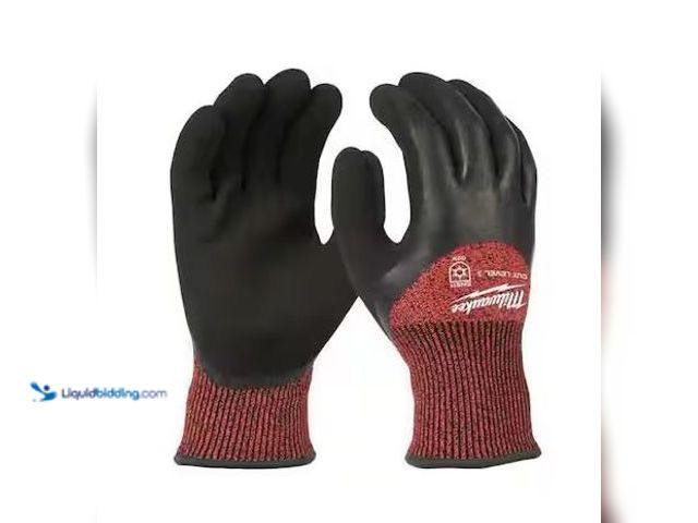 Lot 49-1548715 - Lot of 6 Milwaukee X-Large Red Latex Level 3 Cut Resistant Insulated Winter Dipped Work Gloves Model...