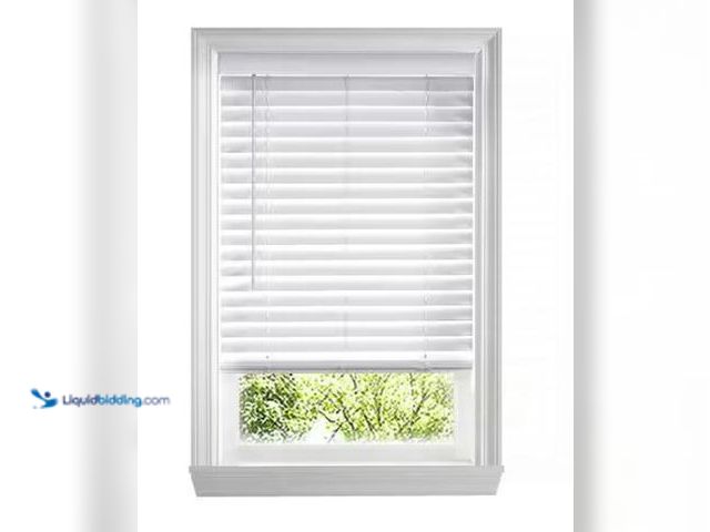 Lot 49-1565671 - Home Decorators Collection White Cordless Faux Wood Blinds for Windows with 2 in. Slats - 48.5 in. W...