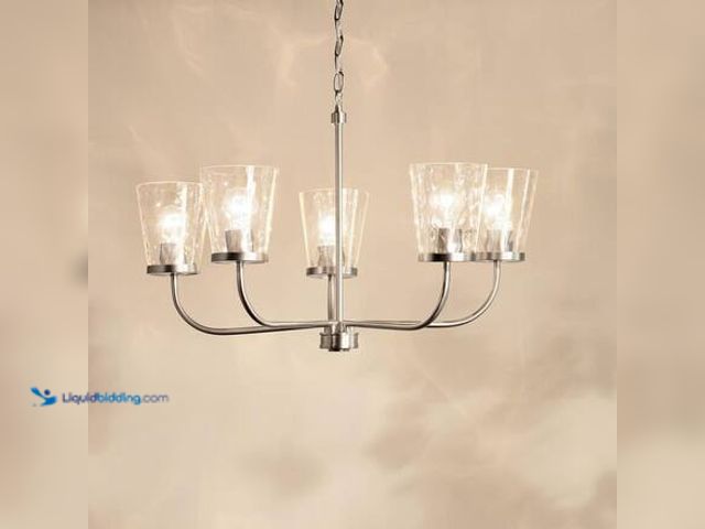 Lot 49-5546349 - KICHLER Coralise 5-Light Chandelier with Clear Water Glass in Brushed Nickel Model # 82425 unused. U...