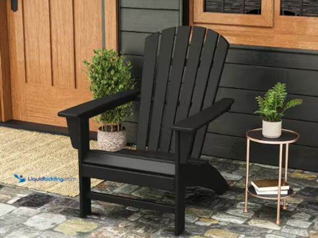 Lot 49-2022691 - POLYWOOD Grant Park Traditional Curveback Black Plastic Outdoor Patio Adirondack Chair (Set of 1), M...