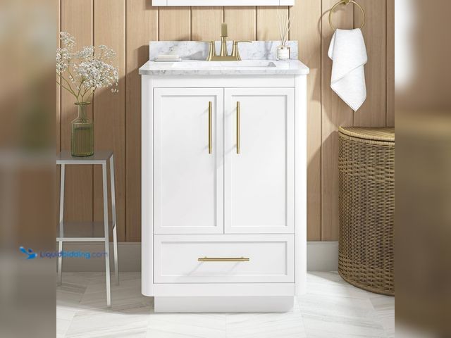 Lot 49-5433722 - Home Decorators Collection
Tamsin 24 in. Single Sink White Bath Vanity with White Round Corner Engi...