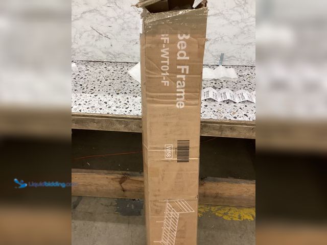 Lot 49-3530430 - EDX Full Size Metal Bed Frame with Industrial Wooden Headboard, Ample Storage, Noise-Free Design, St...