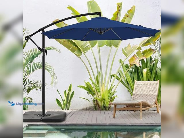 Lot 49-1556332 - BLUU BANYAN 10 FT Patio Offset Umbrella Outdoor Cantilever Umbrella Hanging Umbrellas, 24 Month Fade...