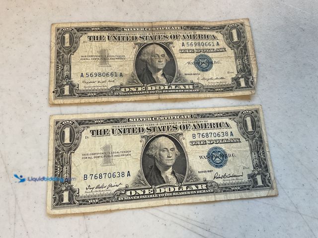 Lot 49-1811298 - 2 BLUE SEAL US ONE DOLLAR SILVER CERTIFICATES INCLUDING 1957 AND 1957 A