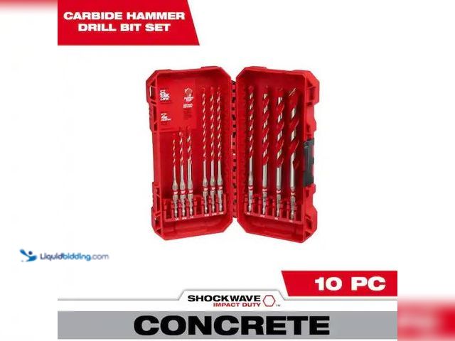 Lot 49-1568706 - Milwaukee SHOCKWAVE Carbide Hammer Drill Bit Set. (10-Piece) Model # 48-20-9058, Unused  Ref#SBS0114