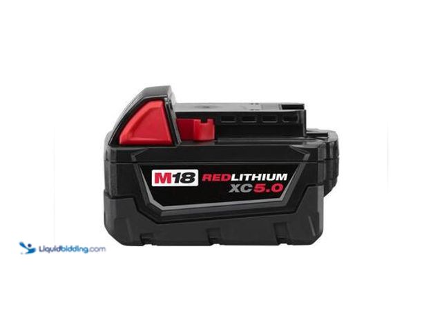 Lot 49-5544399 - Milwaukee M18 18-Volt 5.0 Ah Lithium-Ion XC Extended Capacity Battery Pack. Model # 48-11-1850. Unus...
