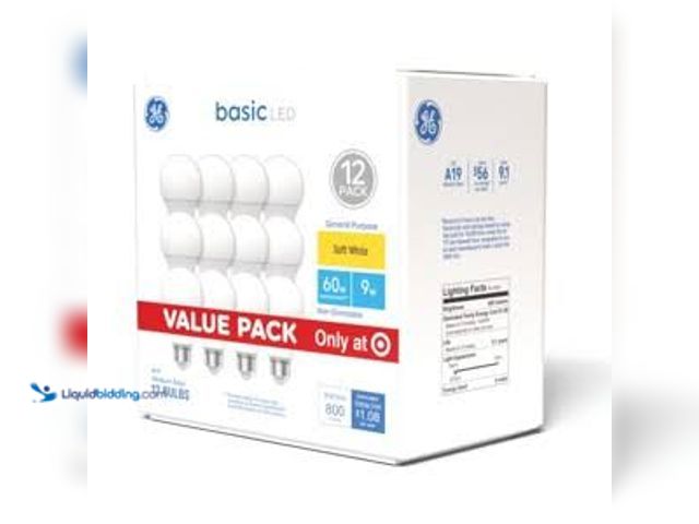 Lot 49-5549897 - Qty: 6 GE 12pk 60W A19 General Purpose Soft White Light Bulbs Model# 043168567930 Unused