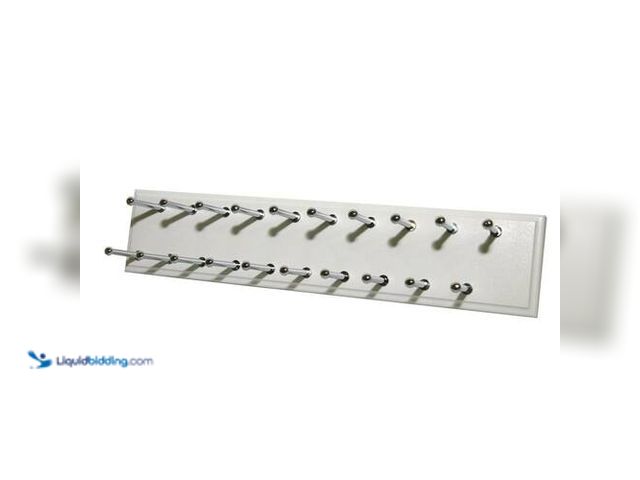 Lot 49-1625936 - 20-Hook Sliding Tie Rack, White, by Closet Evolution - Ball bearing glides - Unused - Model # WH13