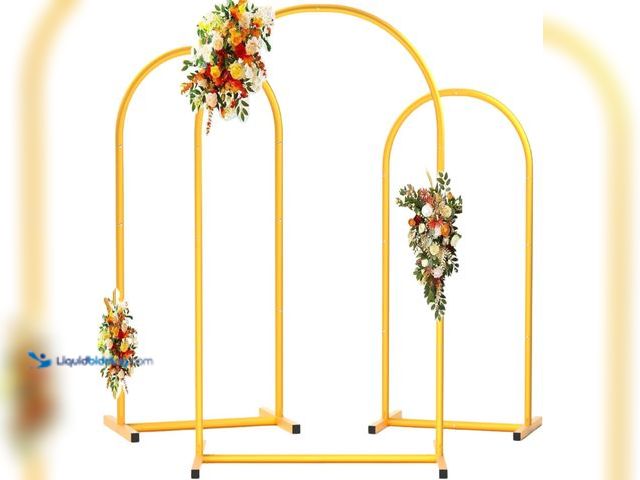 Lot 49-5437863 - Large Arch Backdrop Stand (7.2FT/6.6FT/6FT) Metal Balloon Arch Stand Set of 3 Gold Party Stands for ...