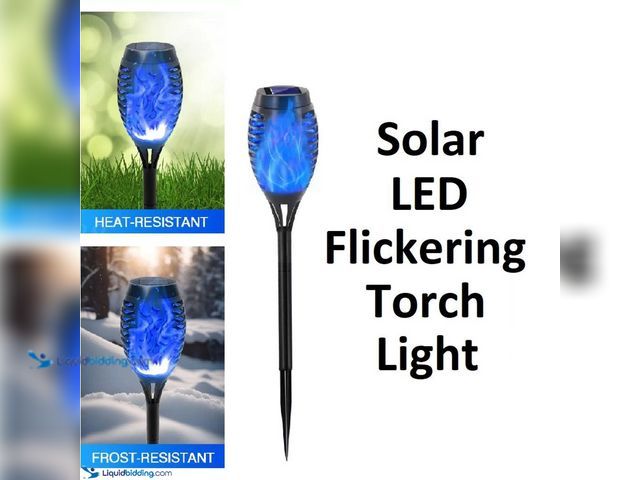Lot 49-1802829 - Lot of 1 Solar Waterproof LED Flickering Flame Torch Light - Blue Light - NEW - Perfect for pathways...