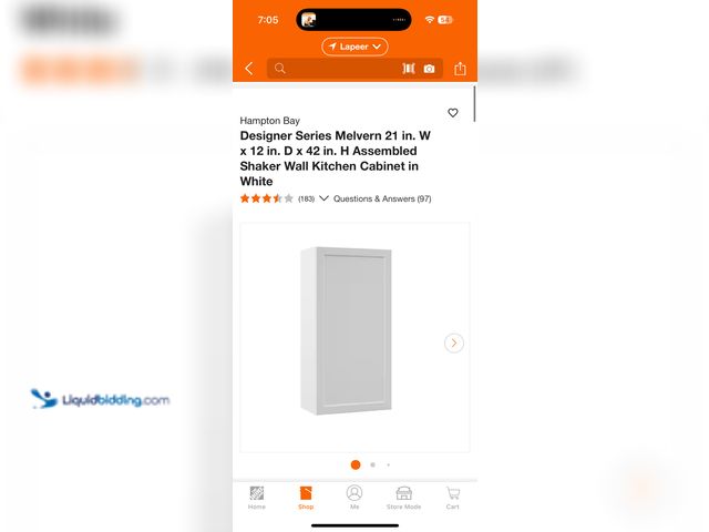 Lot 49-1830853 - Hampton Bay Designer Series Melvern
Assembled 24x42x12 in. Wall Kitchen Cabinet in White, Model # W2...