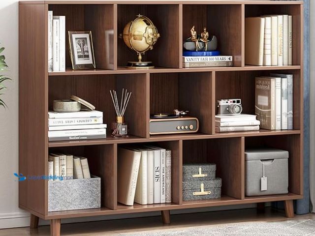 Lot 49-3464240 - IOTXY Open Cube Low Bookcase - 3-Tier Freestanding Storage Display Cabinet Organizer with Legs for H...