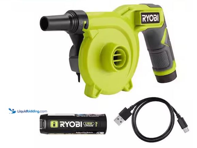 Lot 49-1568717 - RYOBI USB Lithium Cordless High Volume Inflator Kit with USB Lithium 2.0 Ah Battery and Charging Cab...