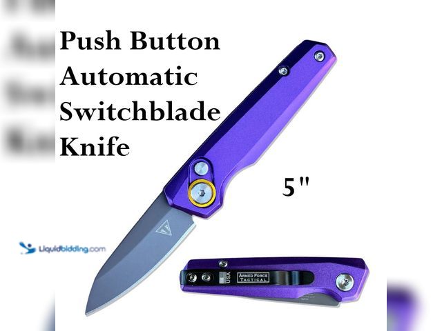 Lot 49-1616321 - Armed Force Tactical Push Button Automatic Switchblade Knife 5" Purple with Drop Point Blade - NEW -...