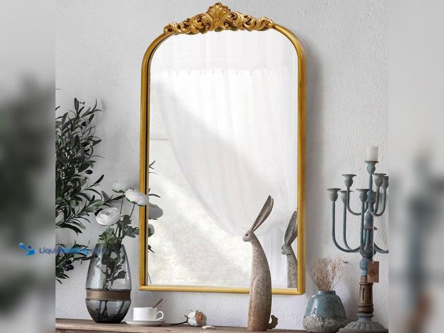 Lot 49-5487335 - LuxHomez
Vintage Gold 24 in. W x 35.8 in. H Arched Metal Frame Decorative Wall Mirror / Dressing Ta...