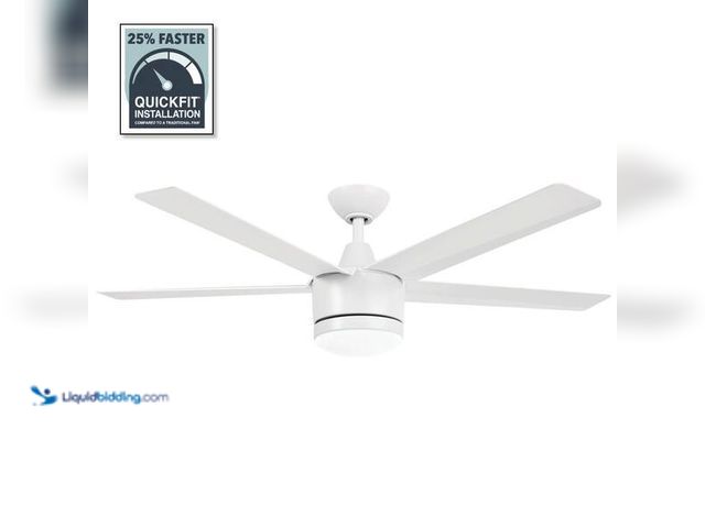 Lot 49-3528668 - Home Decorators Collection Merwry 52 in. Intergrated LED Matte White Ceiling Fan With Light And Remo...