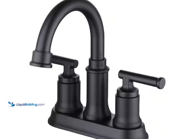Lot 49-3614795 - Glacier Bay Oswell 4 in. Centerset 2-Handle High-Arc Bathroom Faucet in Matte Black, Model # HD67083...