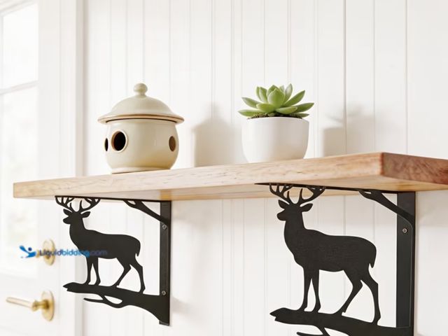 Lot 49-1975785 - New 2pcs Creativity Moose Metal Shelf with L-Shaped Metal Bracket, Saving Space, Requires Wall Mount...