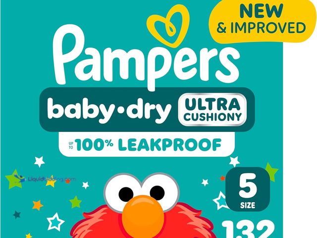 Lot 49-5544292 - Pampers Diapers - Baby Dry - Size 5, 132 Count, Absorbent Disposable Infant Diaper (Packaging May Va...
