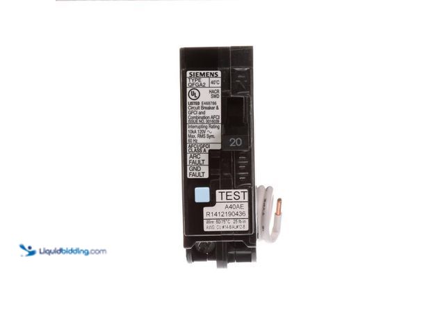 Lot 49-5406736 - Siemens 20 Amp AFCI/GFCI Dual Function Circuit Breaker, Model # Q120DFP, Used, Scuffs/scratches.
