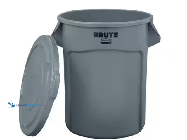 Lot 49-2004498 - Lot of (2) Rubbermaid Commercial Products BRUTE 32 Gal. Grey Vented Plastic Outdoor Trash Can with L...