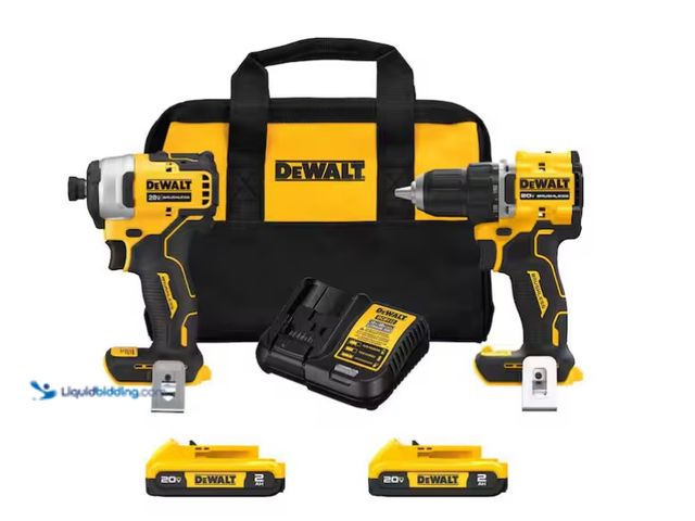 Lot 49-1571297 - DEWALT ATOMIC 20-Volt MAX Lithium-Ion Cordless Combo Kit (2-Tool) with (2) 2.0Ah Batteries, Charger ...