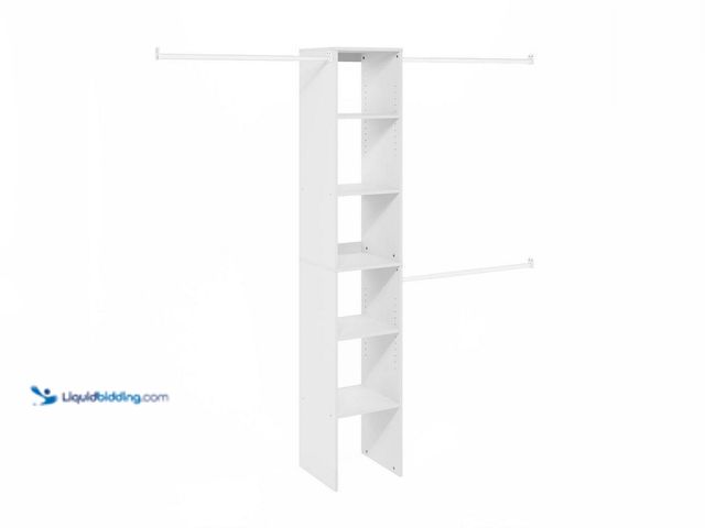 Lot 49-5416433 - Furinno Fano 42 in. - 112 in. W White 3 Hanging Bars 5-Shelf Wood Closet System. [Model # 24375WH] U...