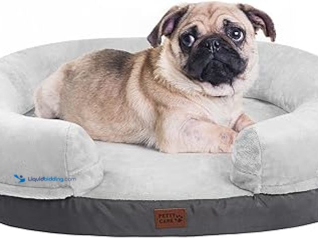 Lot 49-5450634 - pettycare Memory Foam Dog Beds with Sides for Medium Dogs, Orthopedic Washable Dog Bed with Removabl...