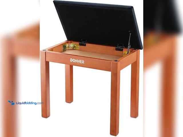 Lot 49-3472737 - Donner Piano Bench with Storage, Solid Wood Keyboard Bench Piano Bookcase Stool Chair Seat with High...