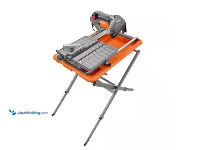 Lot 49-1566863 - RIDGID 9-Amp 7 in. Blade Corded Wet Tile Saw with Stand, Model # R4031S, Used, Unable to test, Saw m...