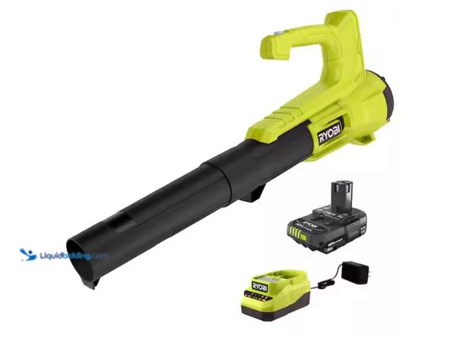 Lot 49-1571305 - RYOBI ONE+ 18V 90 MPH 250 CFM Cordless Battery Leaf Blower/Sweeper with 2.0 Ah Battery and Charger, ...