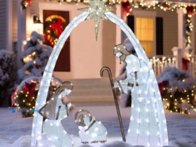 Lot 49-1544848 - VEIKOUS 5ft Lighted Nativity Scene Christmas Decor Outdoor w/ 150 LED Lights, Holy Family Holiday Ya...