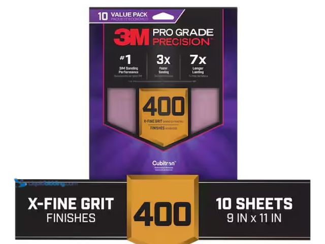 Lot 49-1547553 - (5) 3M Pro Grade Precision 9 in. x 11 in. 400 Grit Faster Sanding Sheets with No-Slip Grip Backing (...